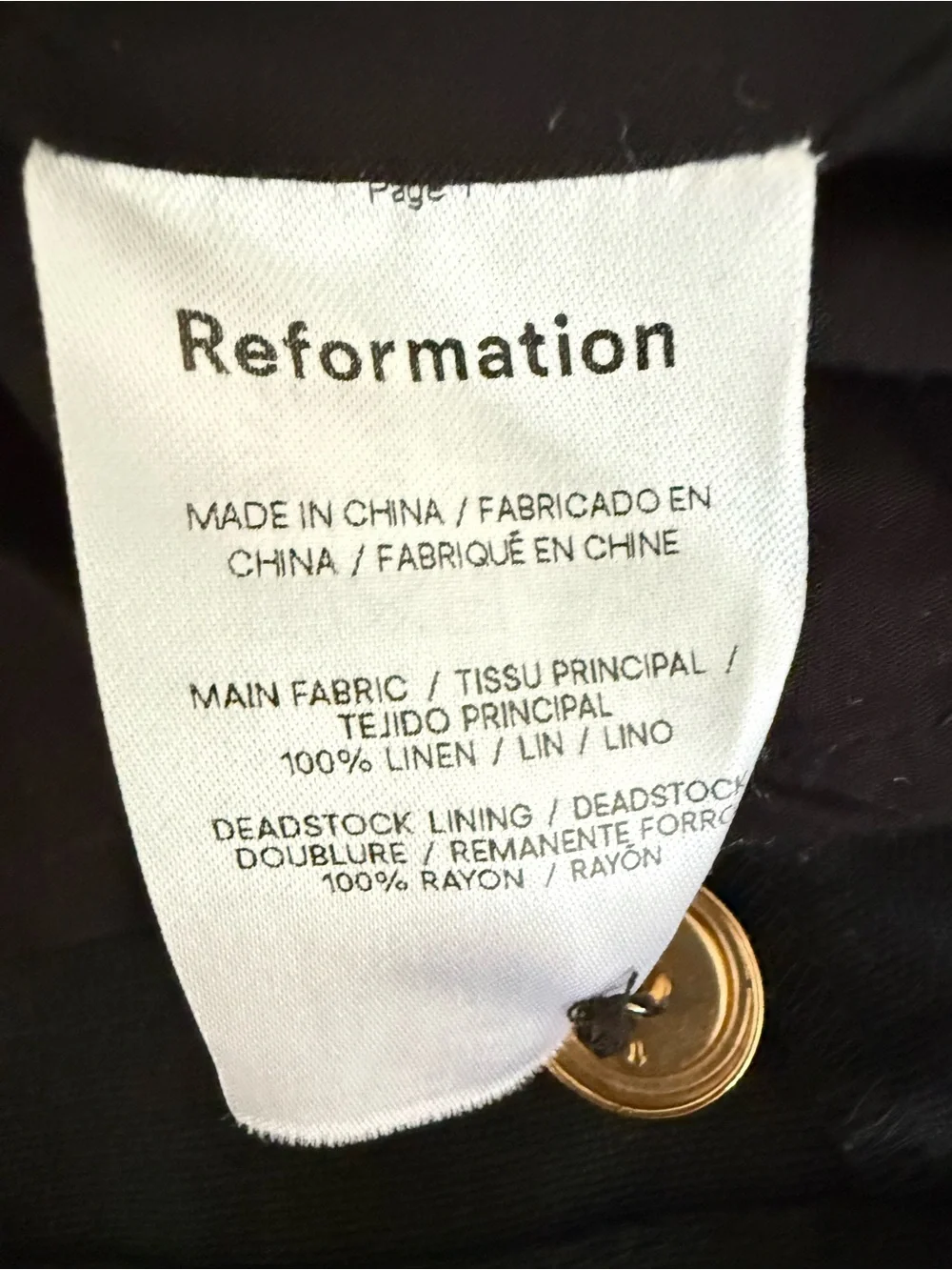 Reformation Aspen Linen Sleeveless Black Button-Front Vest